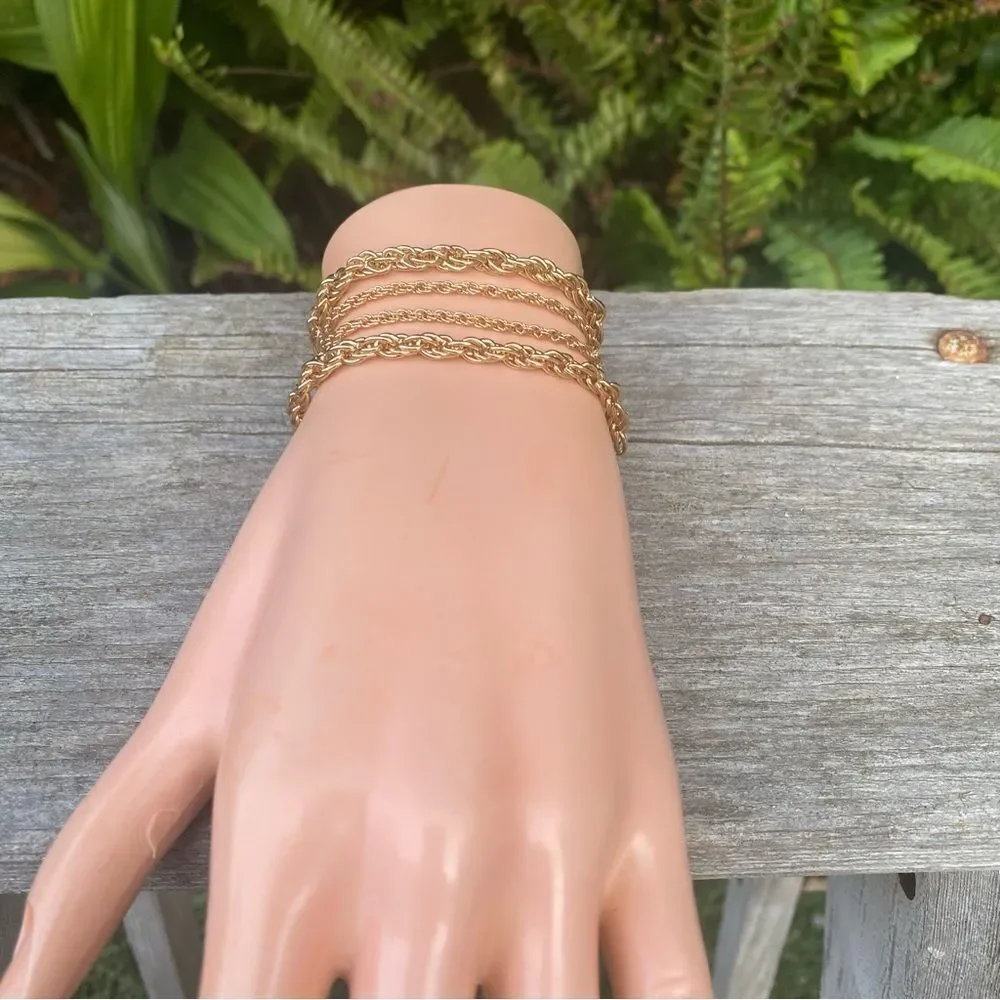 Urban Outfitter Four (4) Gold Tone Chain Bracelets NWT Boho Preppy Classic